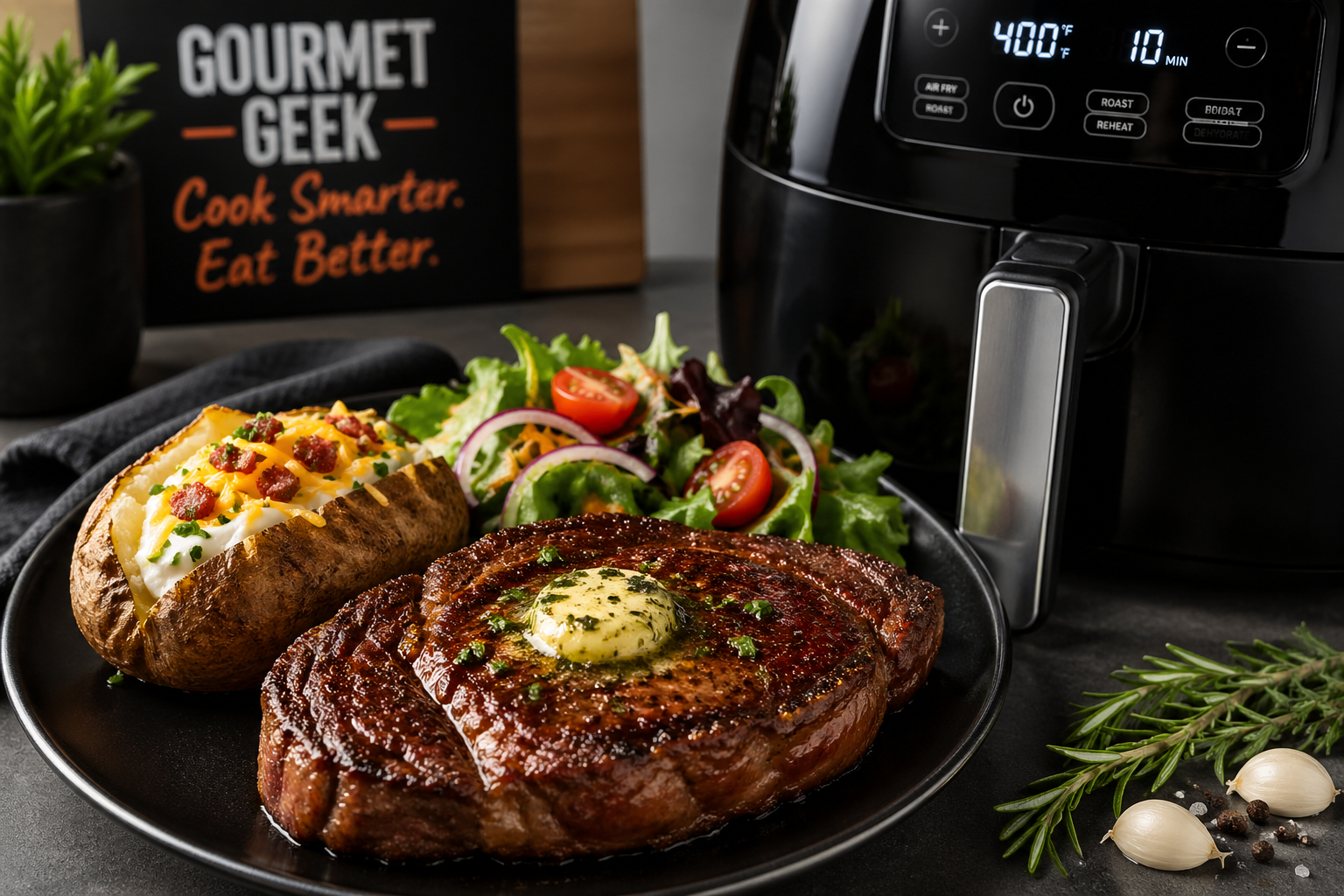 Air fryer ribeye dinner idea
