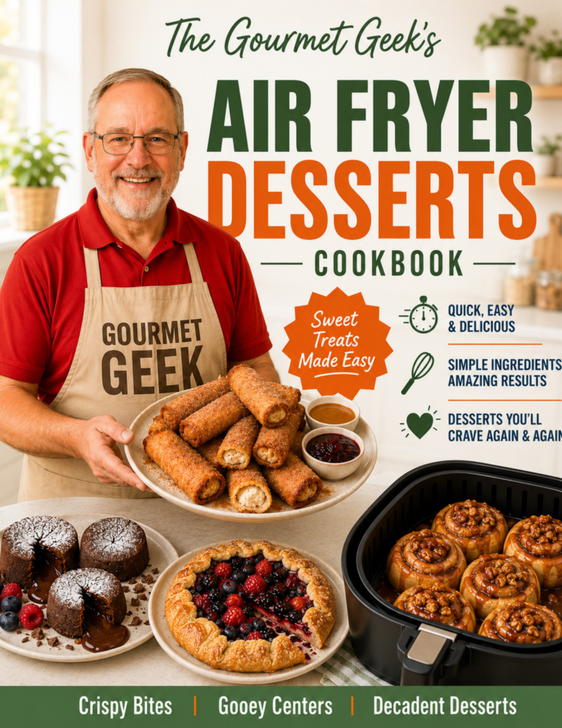 The Gourmet Geek Air Fryer Desserts Cookbook cover