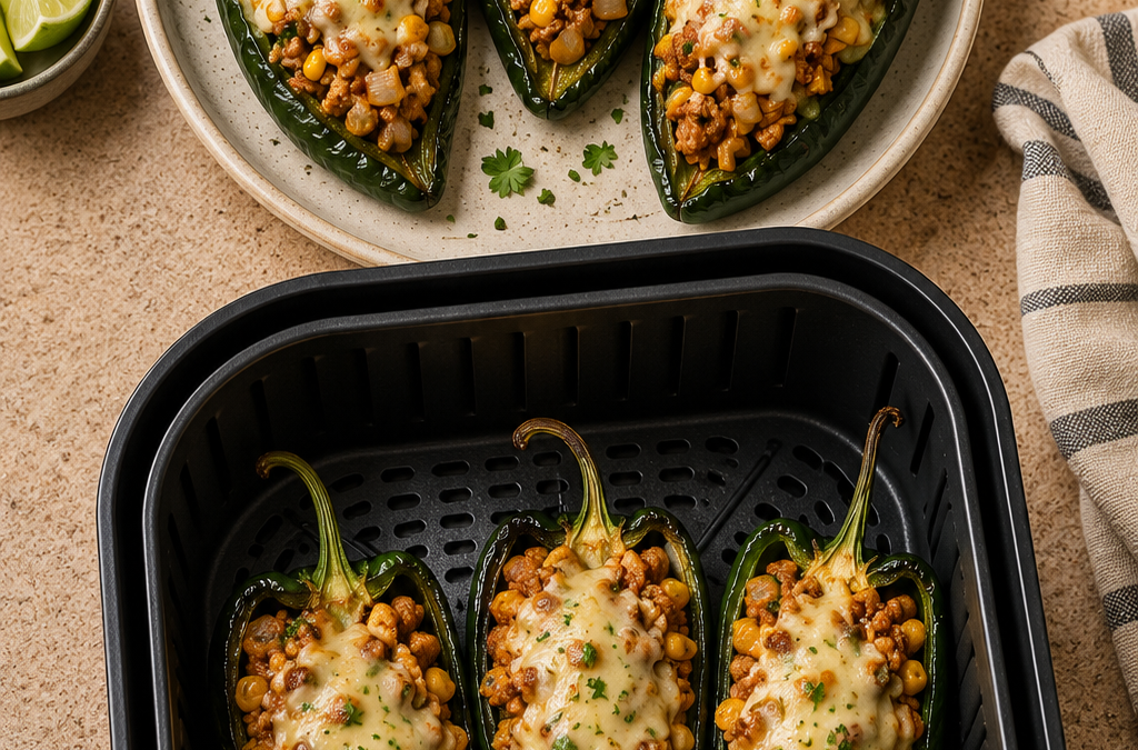 Chicken Taco Stuffed Poblano Peppers recipe