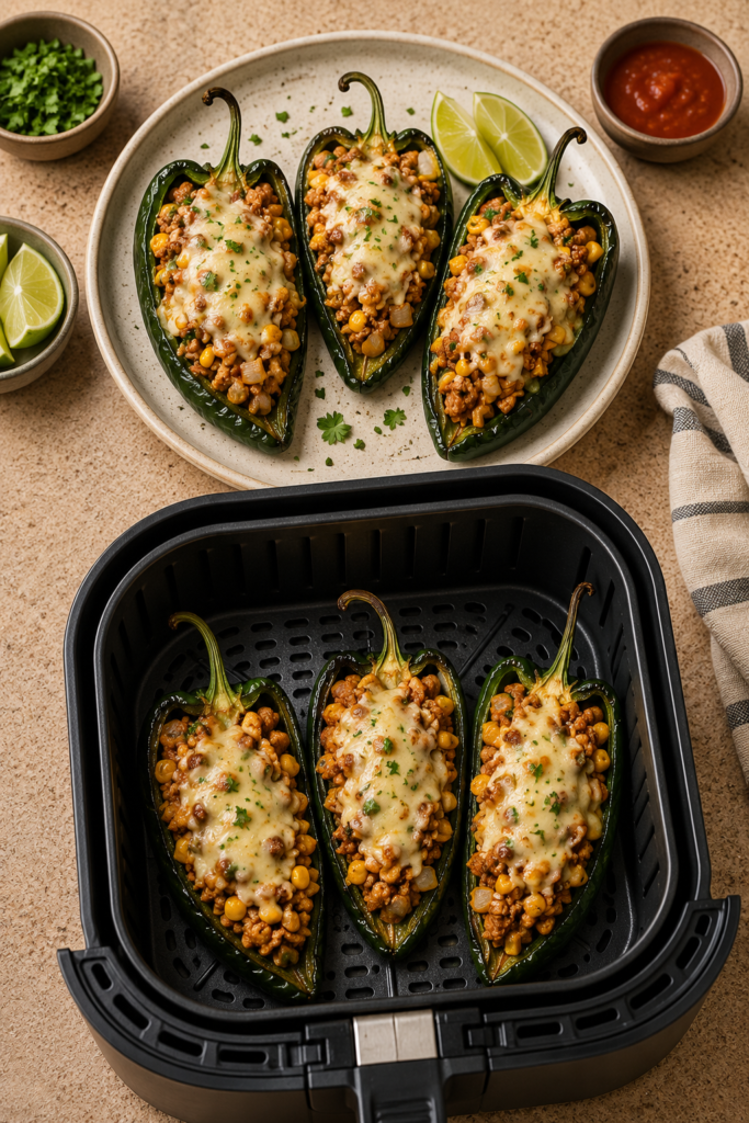 Chicken Taco Stuffed Poblano Peppers recipe