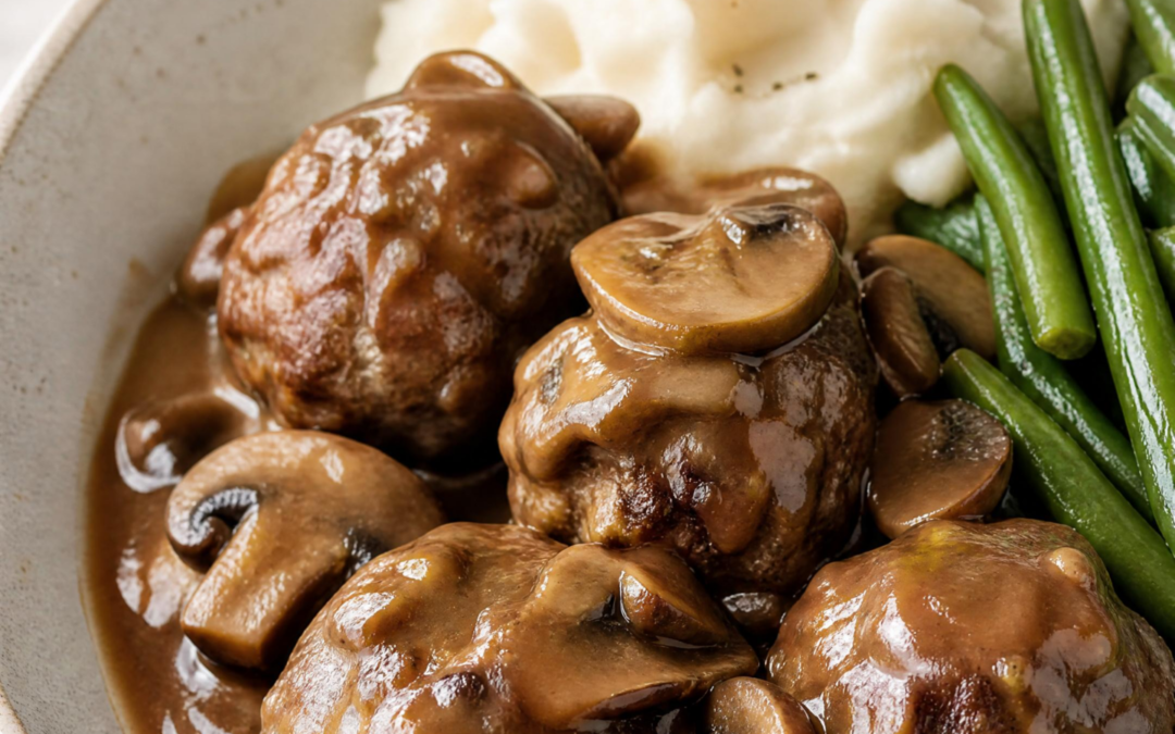 Salisbury Steak Meatballs with Mushroom Gravy recipe