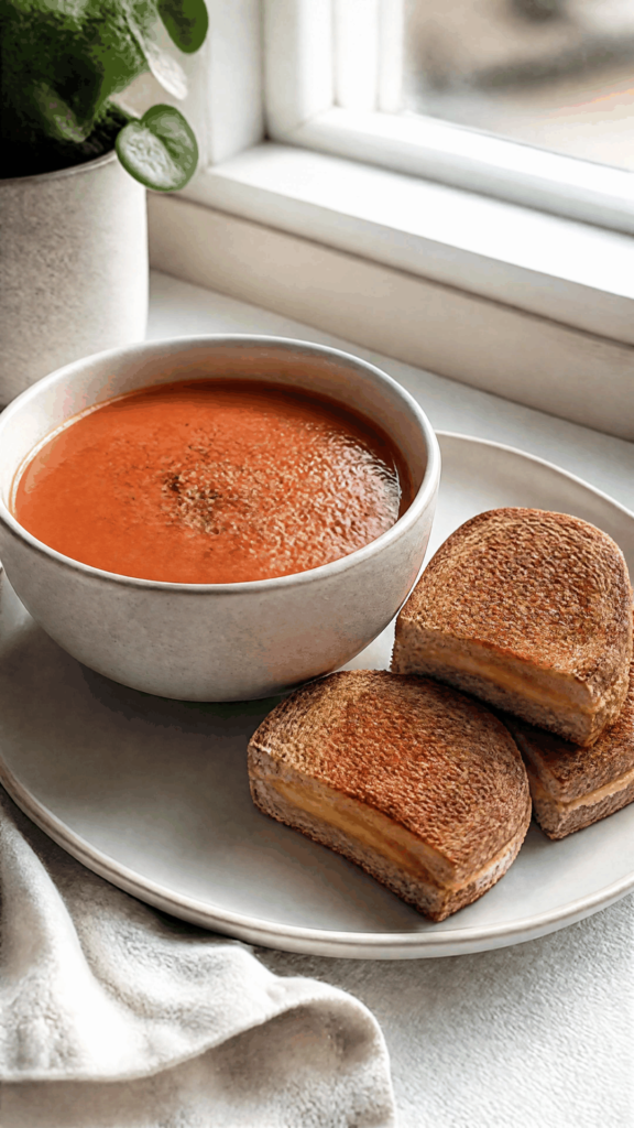 Creamy Tomato Soup with Grilled Cheese Dippers recipe