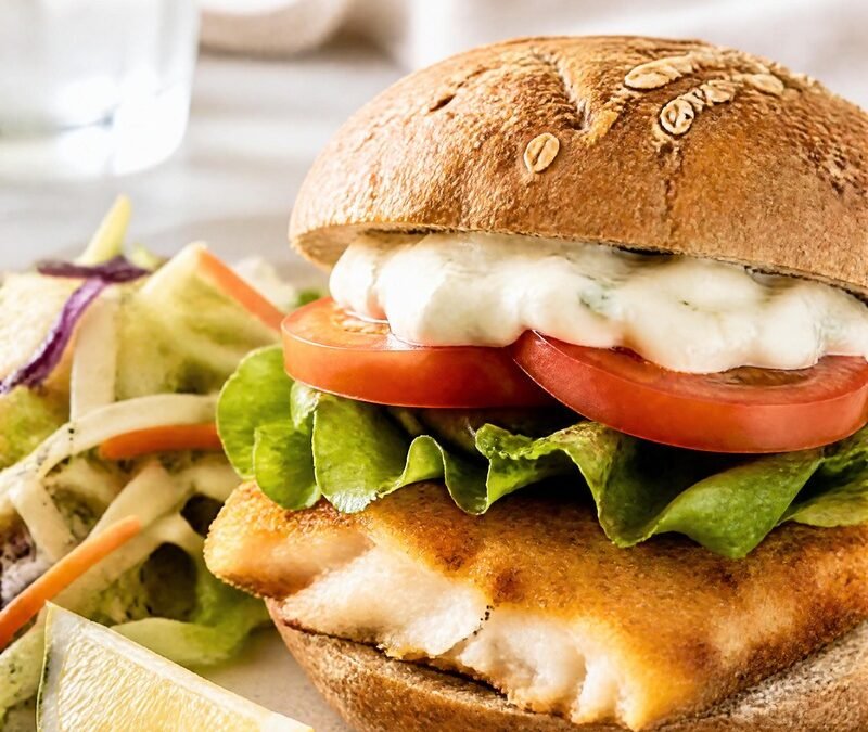 Crispy Fish Sandwich with Light Tartar Sauce recipe