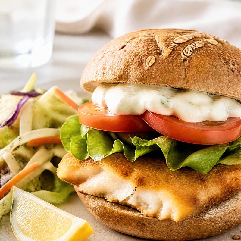 Crispy Fish Sandwich with Light Tartar Sauce recipe