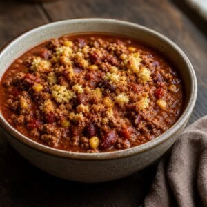 Turkey Chili with Cornbread Crumble recipe