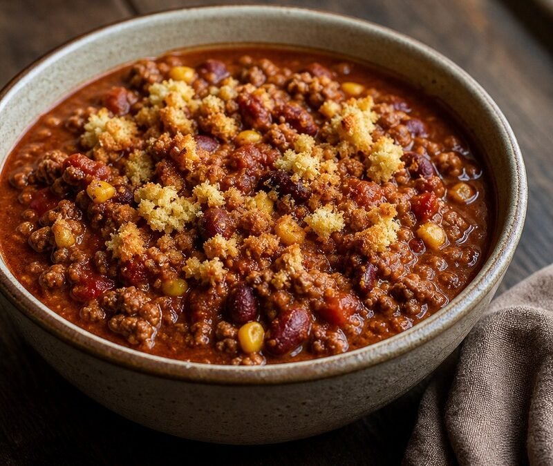 Turkey Chili with Cornbread Crumble recipe