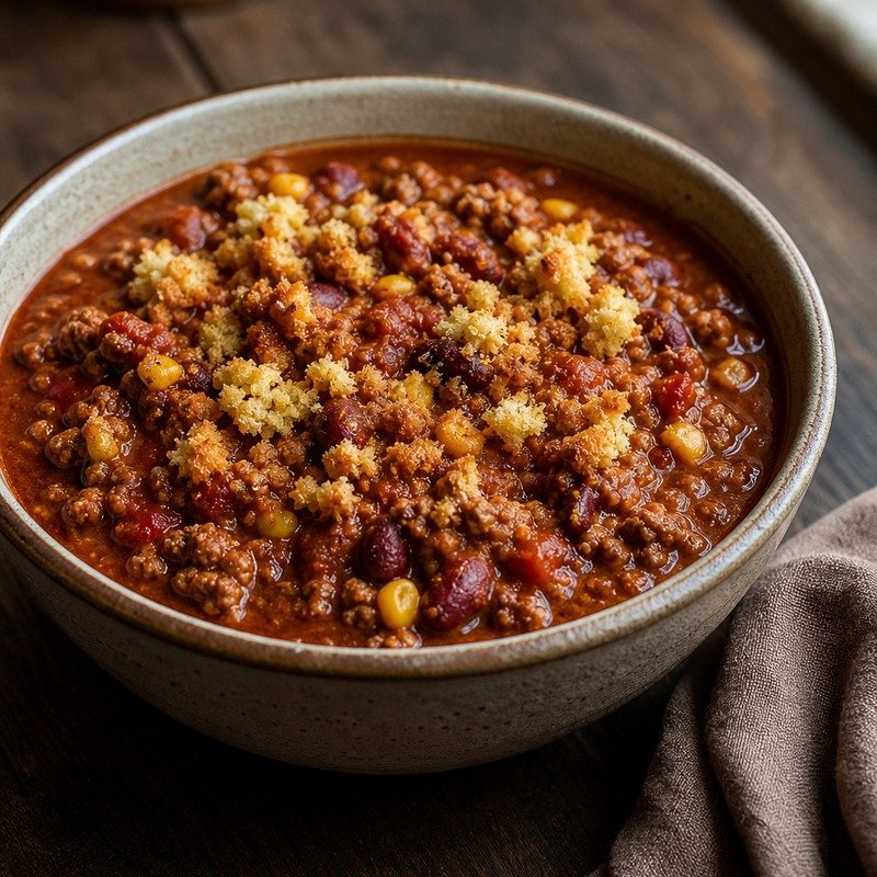 Turkey Chili with Cornbread Crumble recipe