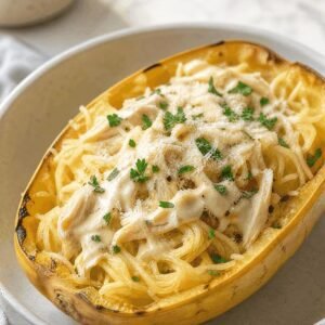 Chicken Alfredo Spaghetti Squash recipe