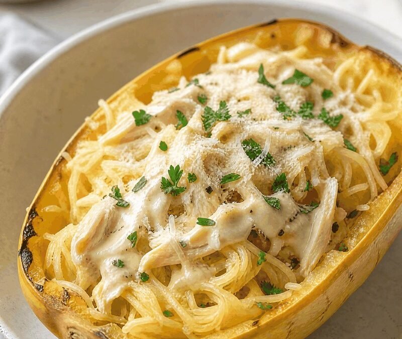 Chicken Alfredo Spaghetti Squash recipe