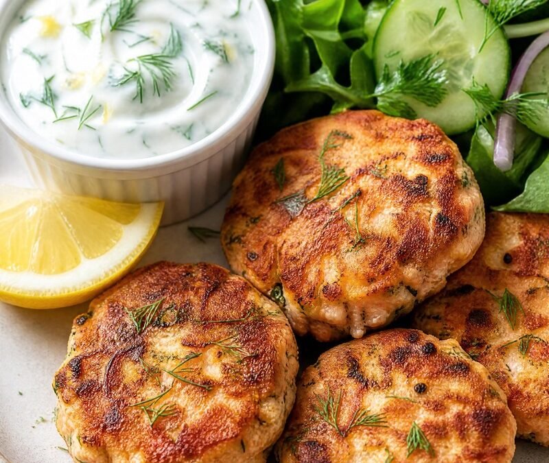 Salmon Patties with Lemon Dill Sauce recipe