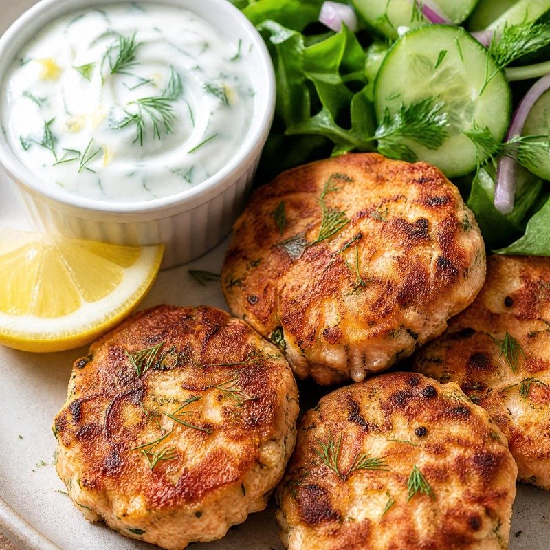 Salmon Patties with Lemon Dill Sauce recipe
