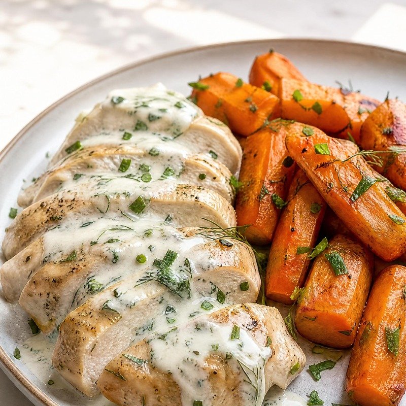Creamy Ranch Chicken with Roasted Carrots