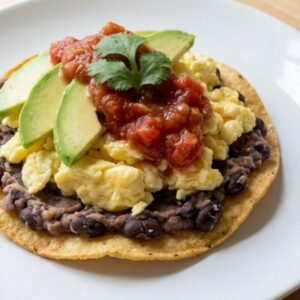 Breakfast Tostada with Black Beans & Salsa recipe