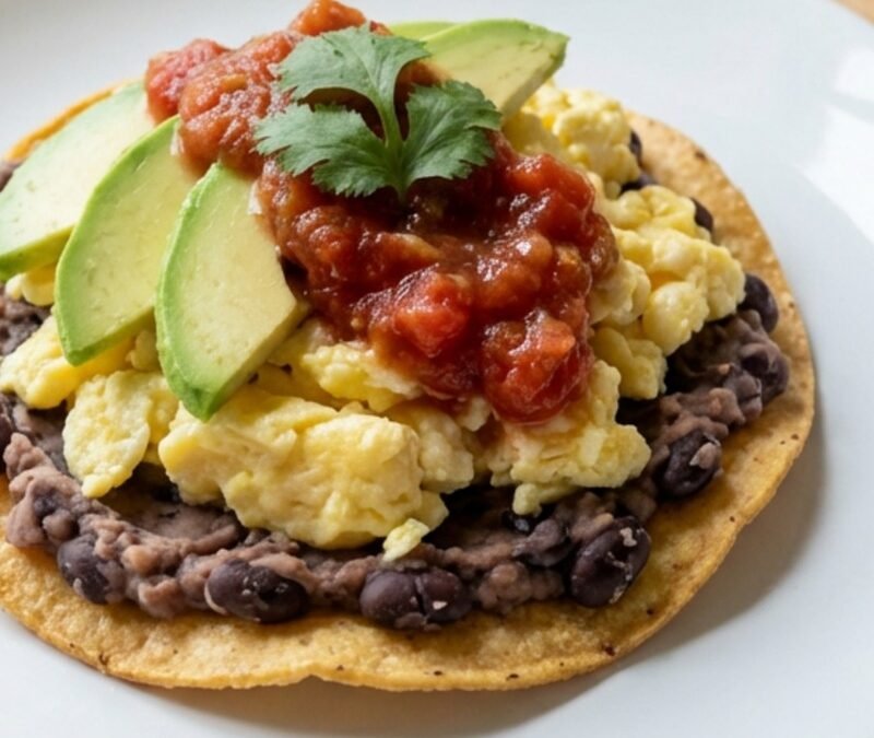 Breakfast Tostada with Black Beans & Salsa recipe