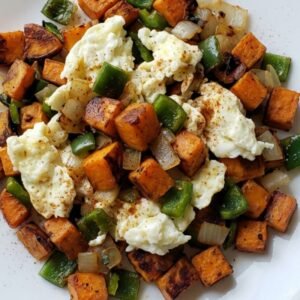 Sweet Potato Hash with Egg Whites & Poblano Peppers recipe