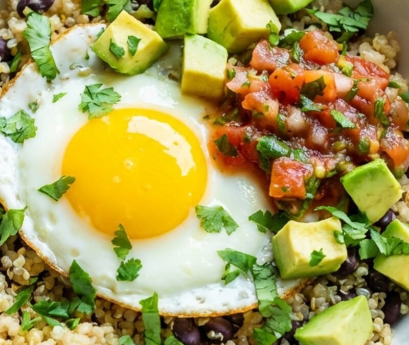 Mexican Breakfast Bowl with Black Beans, Salsa & Egg