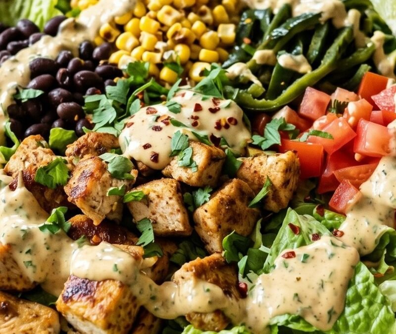 Southwestern Poblano Chicken Salad with Corn & Black Beans