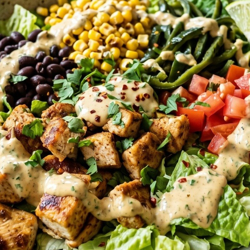 Southwestern Poblano Chicken Salad with Corn & Black Beans recipe