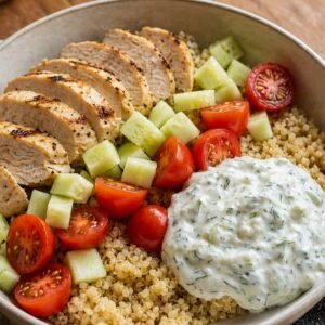 Caprese Quinoa Bowl with Pesto Chicken recipe