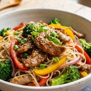 Pork Stir-Fry with Rice Noodles recipe