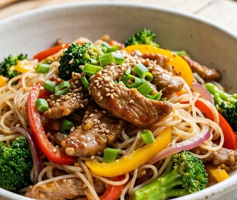Pork Stir-Fry with Rice Noodles recipe