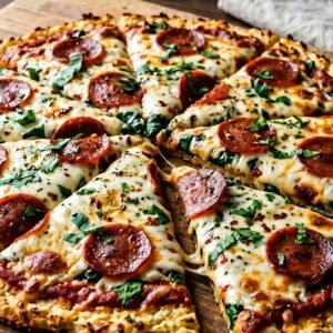 Cauliflower Crust Turkey Pepperoni Pizza recipe