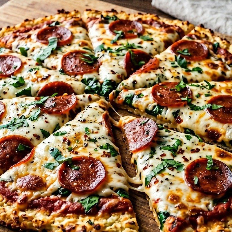 Cauliflower Crust Turkey Pepperoni Pizza recipe