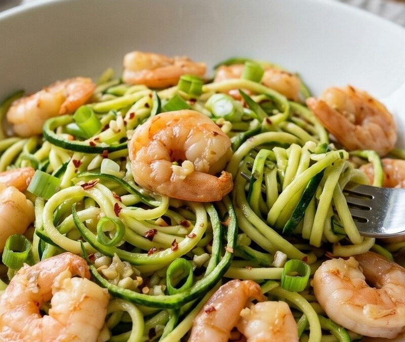 Ginger-Garlic Shrimp with Zucchini Noodles recipe