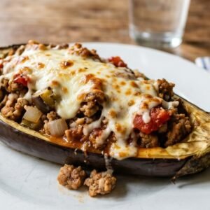 Turkey Stuffed Eggplant Boats recipe