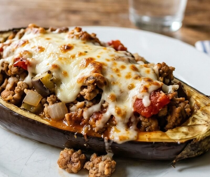 Turkey Stuffed Eggplant Boats recipe