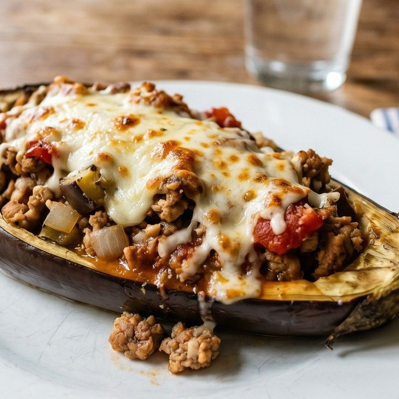 Turkey Stuffed Eggplant Boats recipe