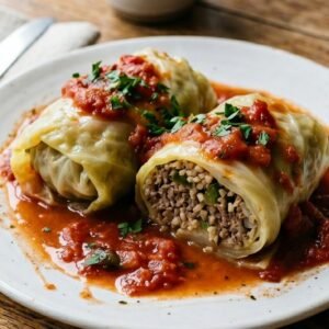 Beef & Bell Pepper Stuffed Cabbage Rolls recipe
