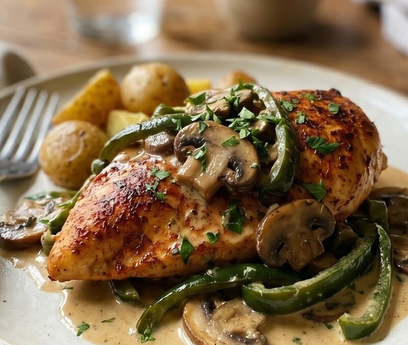 Chicken Paprika with Mushrooms & Bell Peppers recipe