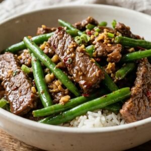 Szechuan Beef and Green Bean Stir-Fry