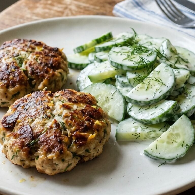 Lemon-Dill Turkey Patties with Cucumber Salad