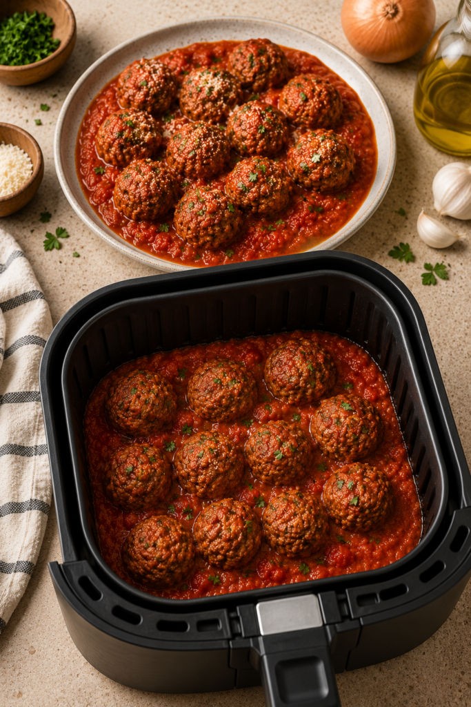 Fried Meatballs in Tomato Sauce recipe