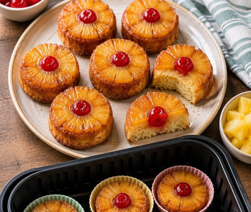 Air Fryer Mini Pineapple Upside-Down Cakes