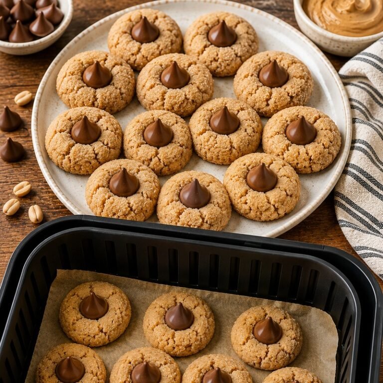 Air Fryer Peanut Butter Blossom Cookies