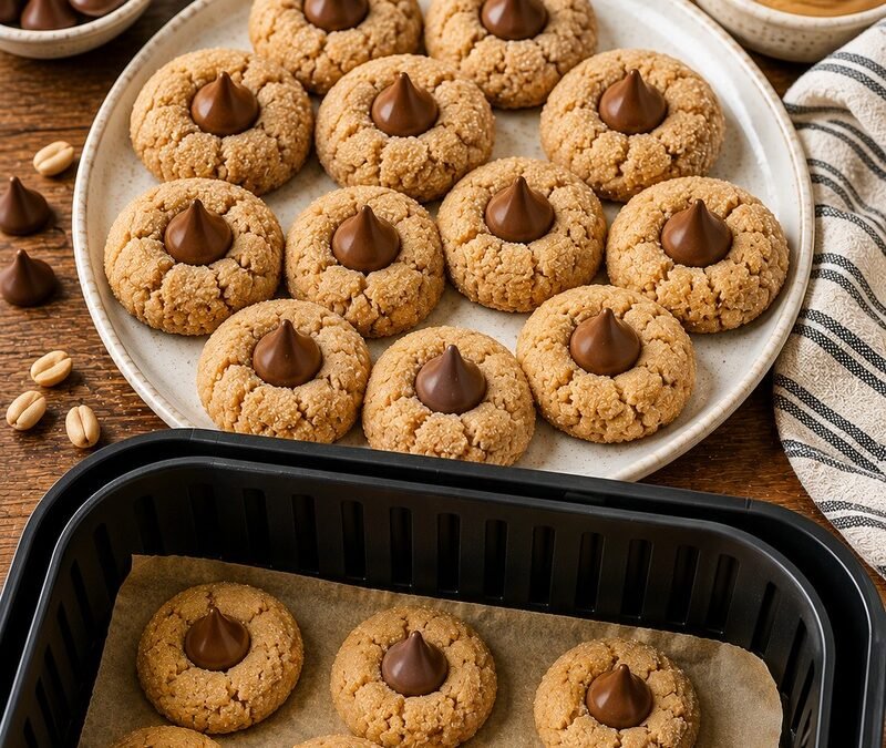 Air Fryer Peanut Butter Blossom Cookies